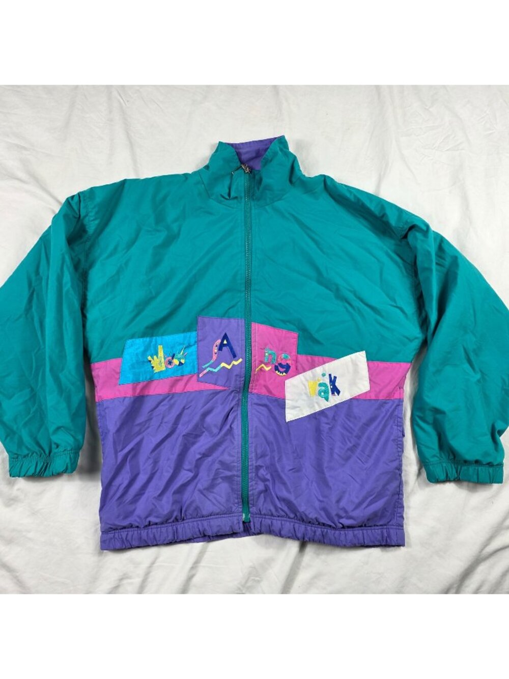 Great Cavalier St Paul Womens XL Windbreaker Color Block Jacket Teal Purple